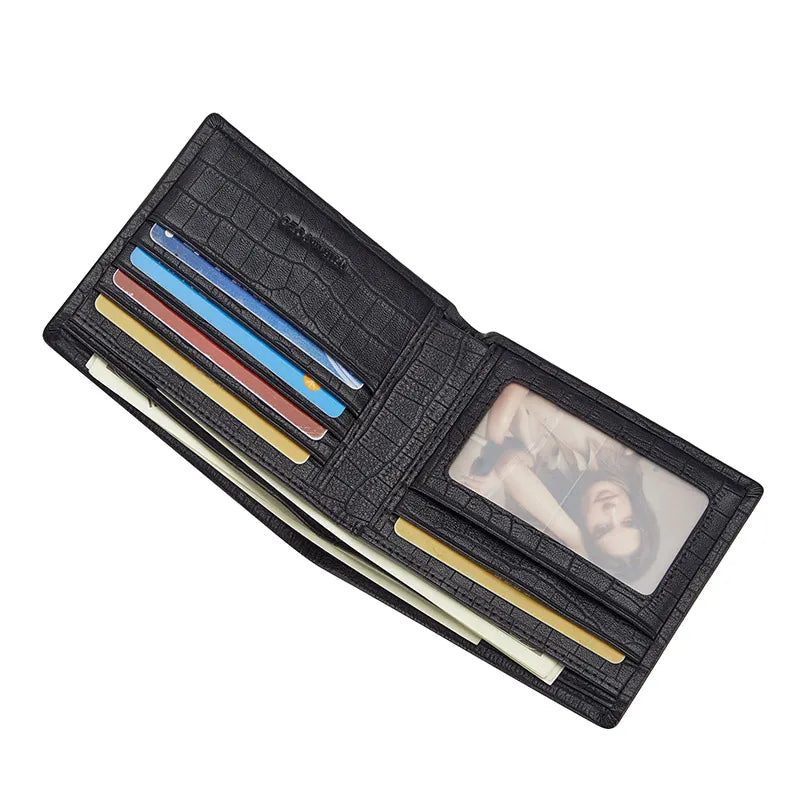 Portefeuille Court Homme Cuir Vache Véritable Motif Crocodile Ultra-Slim – CLEVI Paris