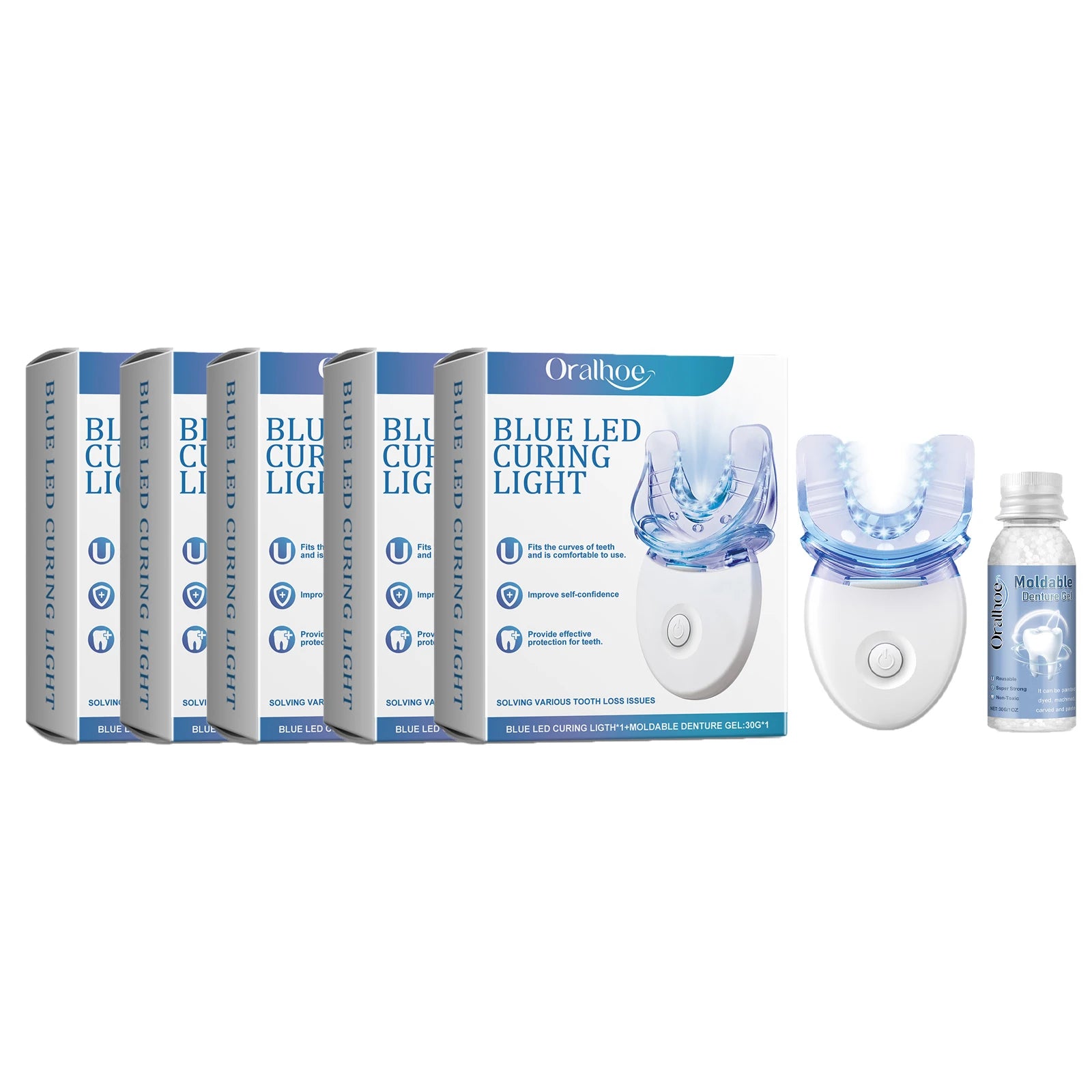 Kit Blanchiment Dentaire LED Oralhoe | Lumière LED Bleue & Gel Modelable | Réparation & Anti-Taches – CLEVI Paris