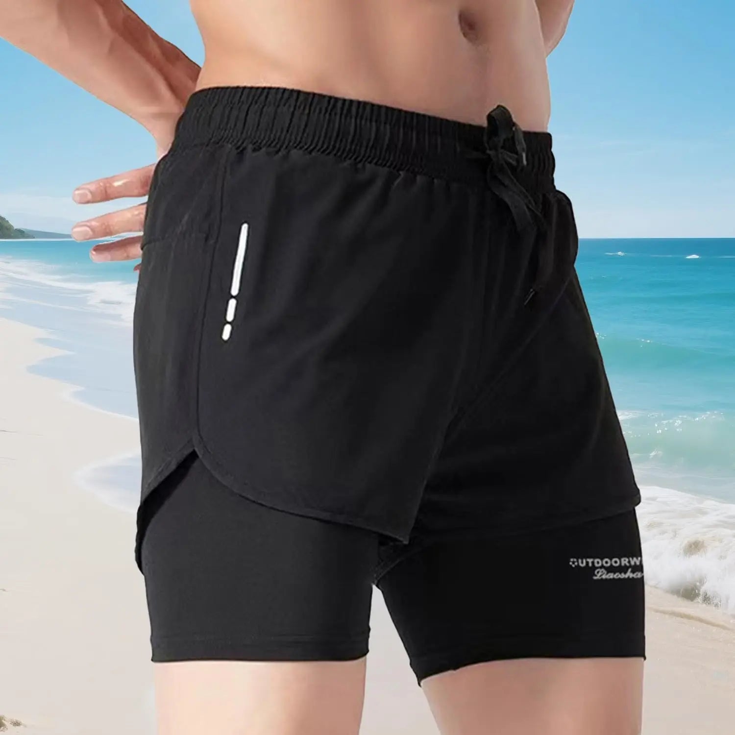 Short de Bain Homme Séchage Rapide – Compression Liner Beach & Gym