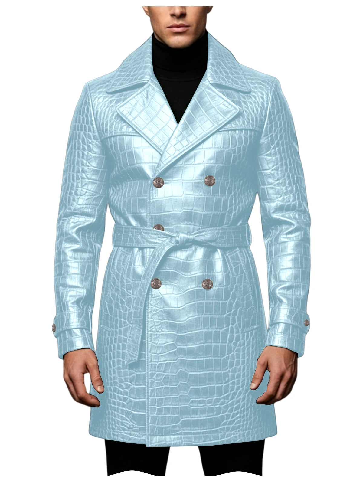 Manteau homme effet croco double boutonnage – CLEVI Paris