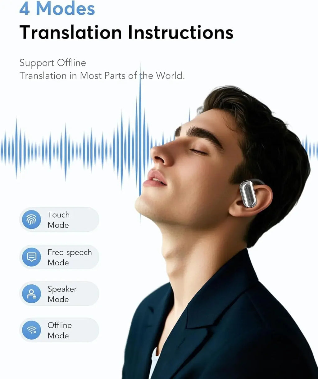 Écouteurs Traducteur IA UYUXIO 144 Langues OWS 60h – CLEVI Paris