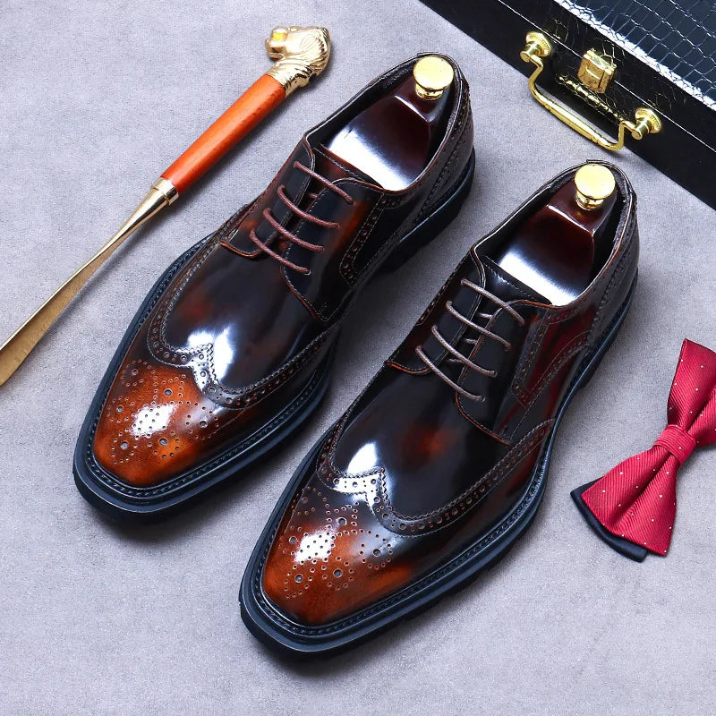 Oxford Brogue Homme Cuir Véritable – Bout Pointu, Lacets, Style Vintage Business EU 38-46 – CLEVI Paris