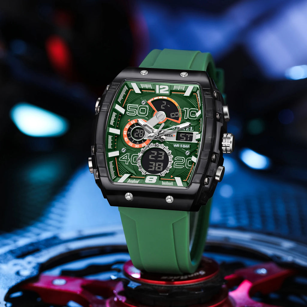 SMAEL Montre Sport Homme Double Affichage Digital Analogique Chrono LED 50mm Étanche – CLEVI Paris