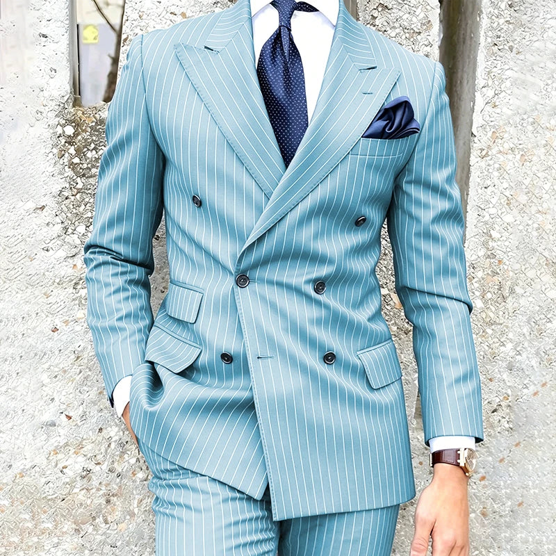 Costume 2 Pièces Homme Double Boutonnage Revers Pointu Slim Fit – CLEVI Paris