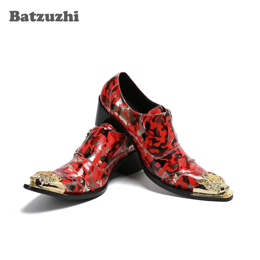 Oxford Homme Talon 6,5cm Boucles Style Rock Rouge – CLEVI Paris