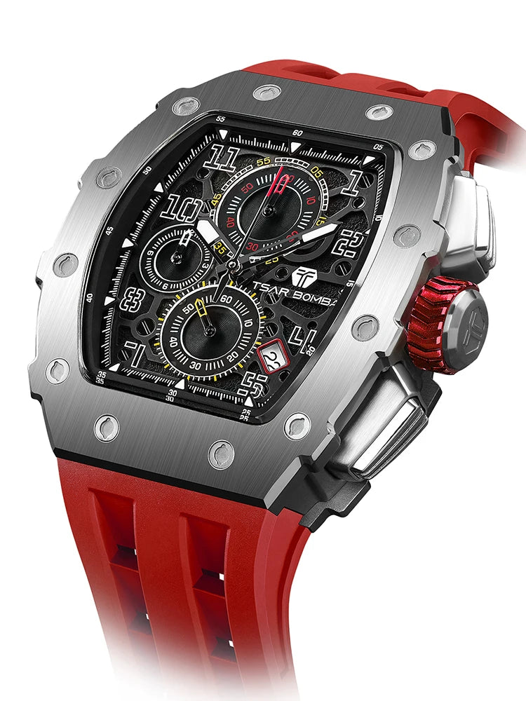 Montre Homme TSAR BOMBA TB-8204Q – Chronographe Quartz Japonais, Verre Saphir, Étanche 50M