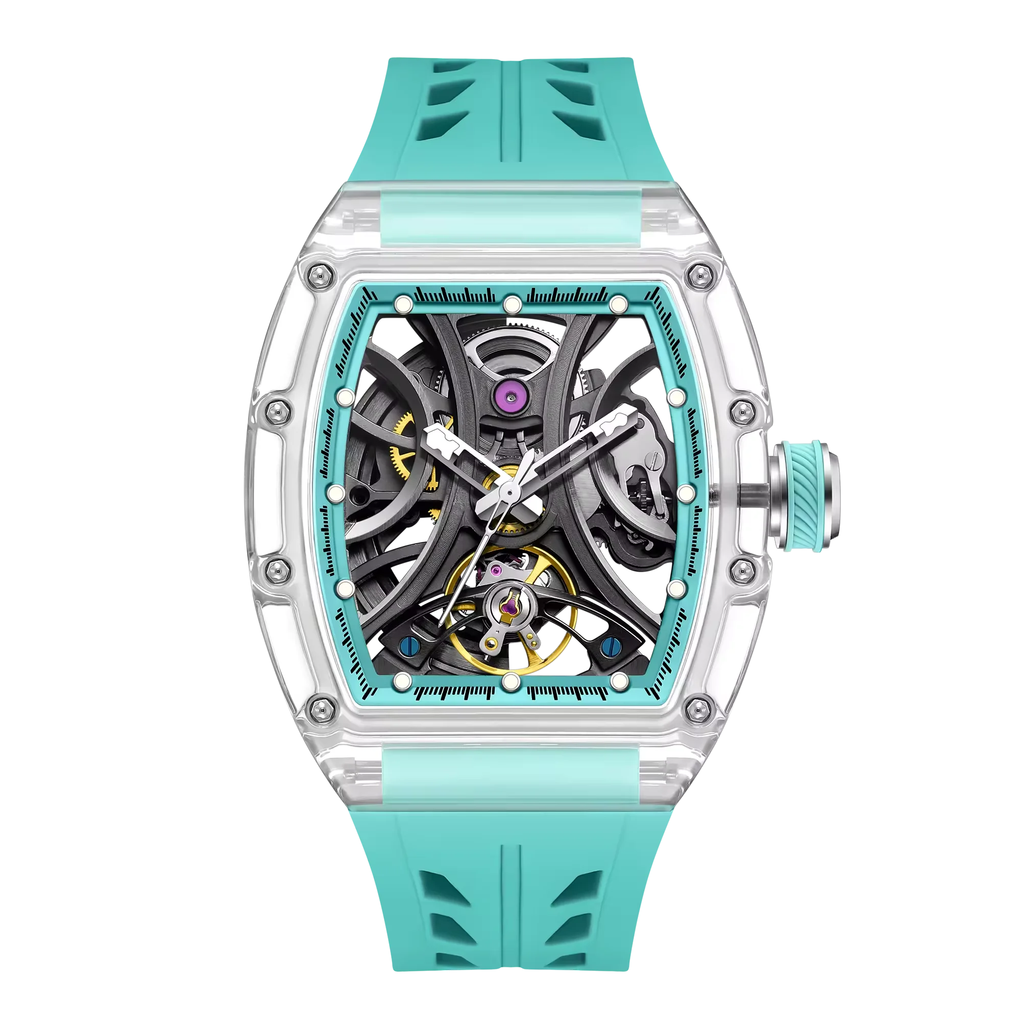 Montre Mécanique Tourbillon Homme – Cadran Squelette Verre K9