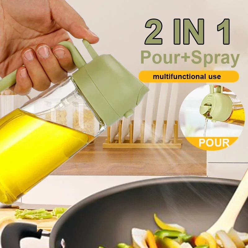 Vaporisateur d'Huile 2-en-1 Cuisine 500ml | Spray & Verseur Plastique – CLEVI Paris