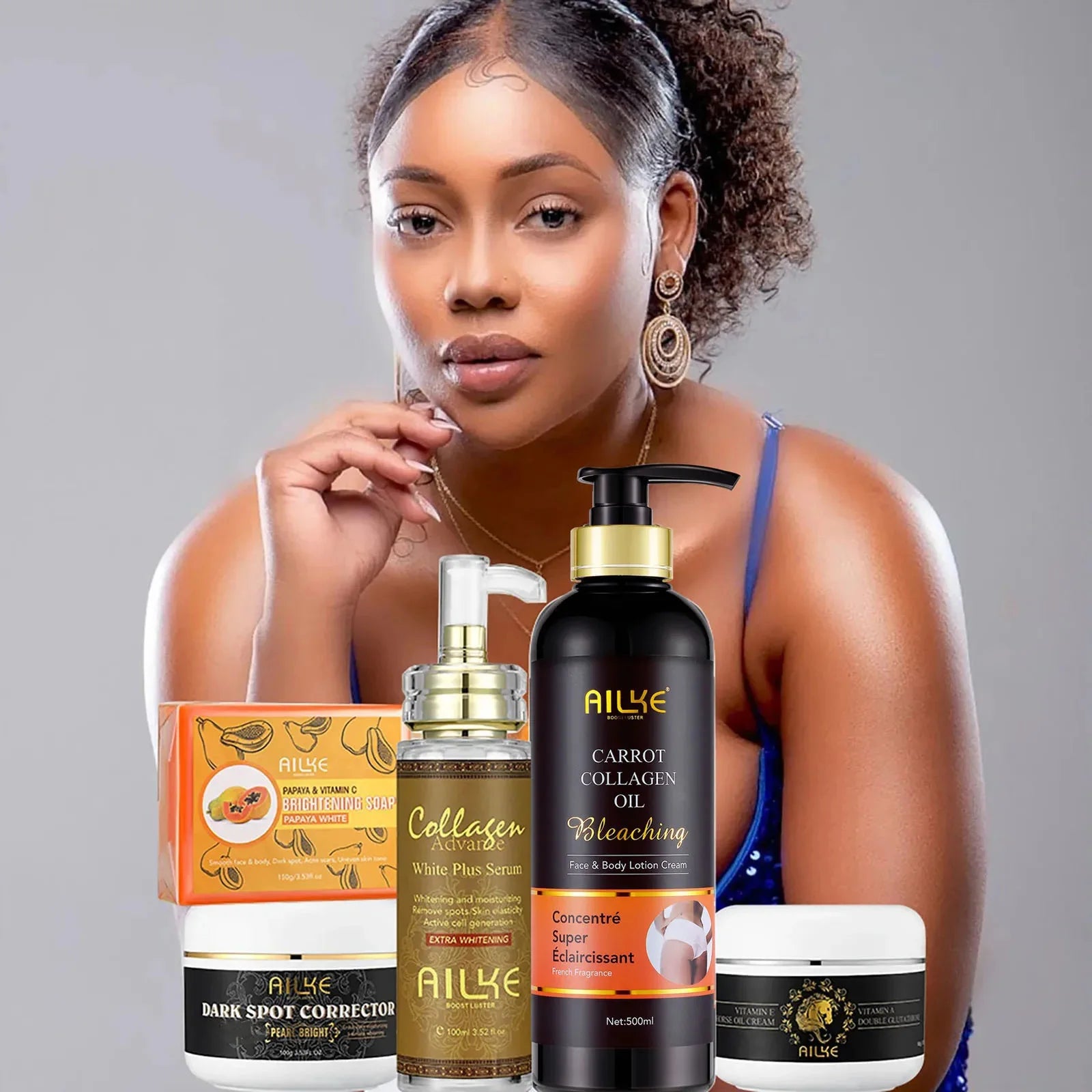 Gamme Éclaircissante Collagène AILKE – Anti-Taches, Teint Uniforme & Hydratante – CLEVI Paris
