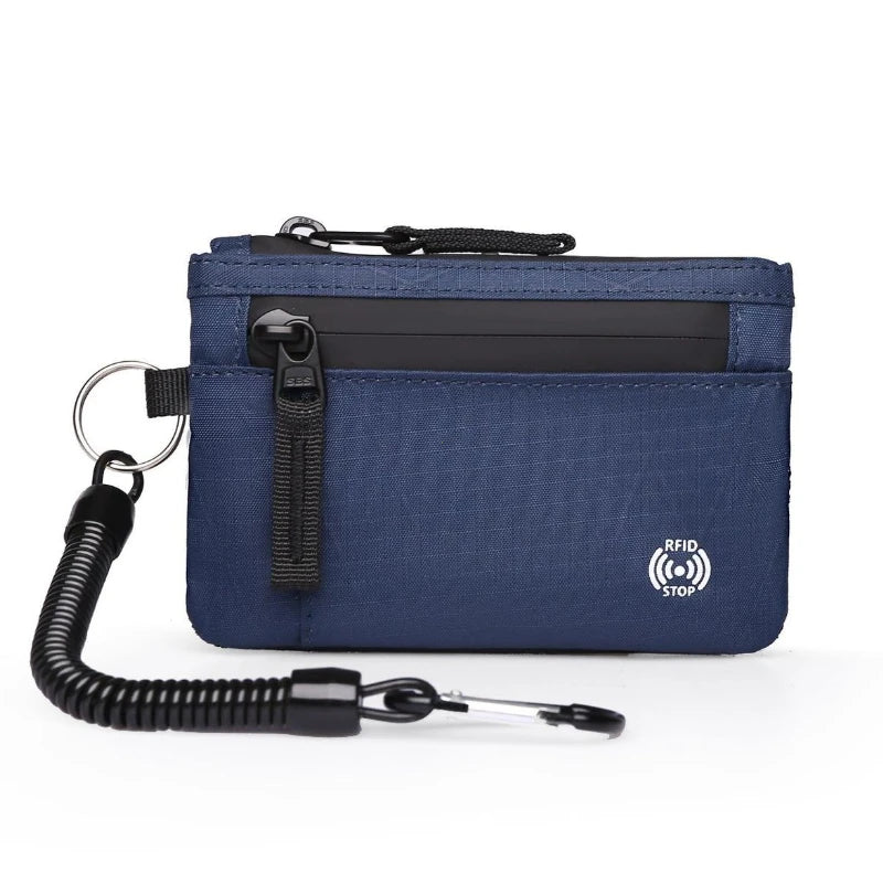 Porte-Cartes RFID Nylon Slim Homme — Mousqueton, Clip Ceinture ou Fermeture Éclair, Multi-Coloris | CLEVI Paris