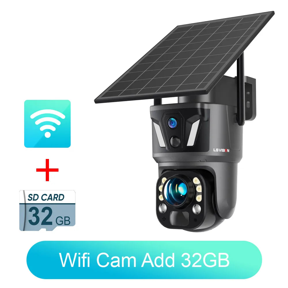 Caméra Solaire LS VISION 8MP Zoom 99x PTZ 355° 4G/Wi-Fi Portée 2000m IR 40m IP66 UBox – CLEVI Paris