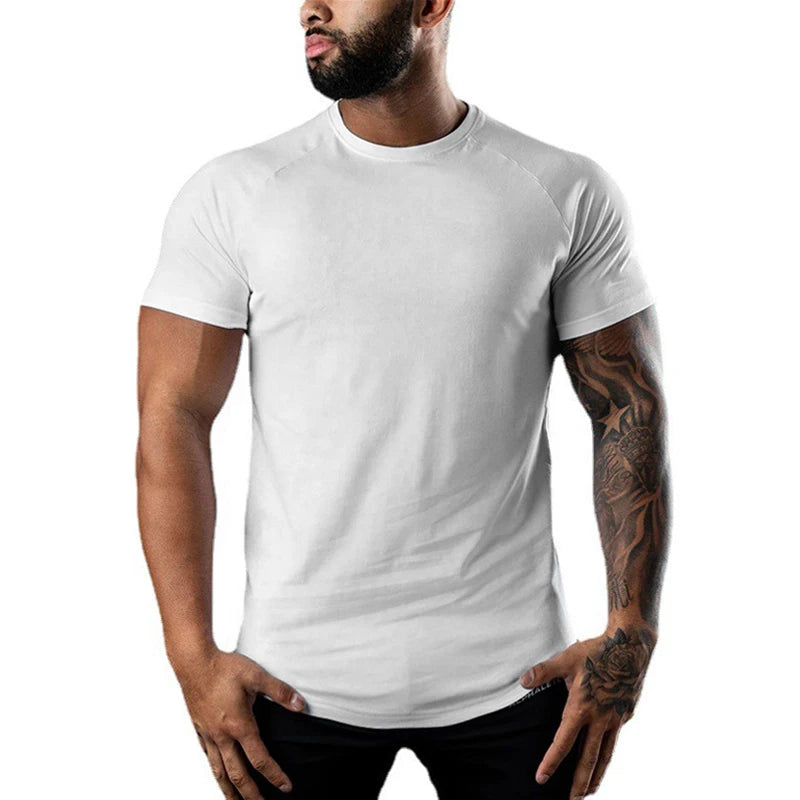 T-Shirt Homme Coton Col Rond Manches Courtes Slim Fit Sport Fitness Gym 6 Coloris – CLEVI Paris