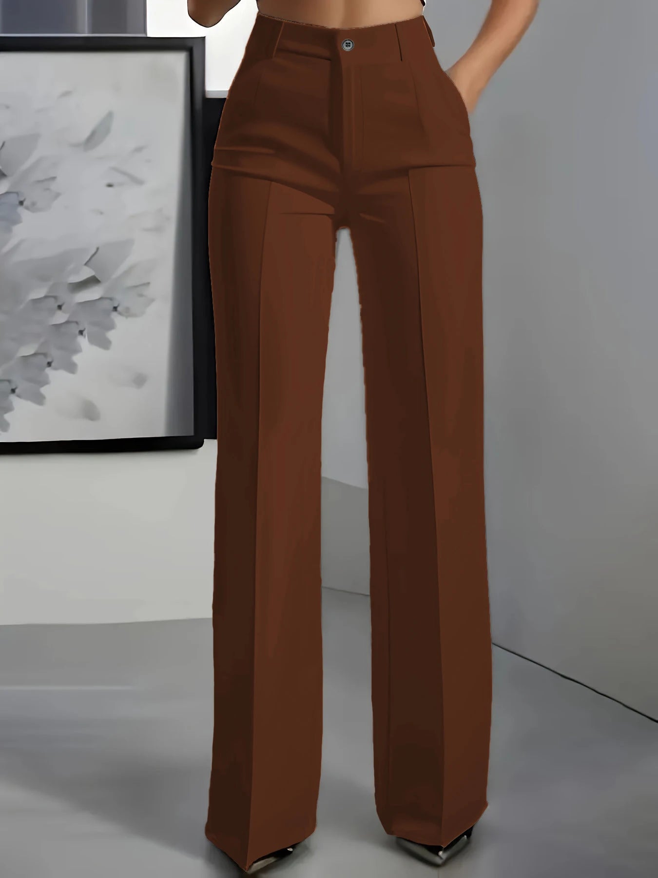 Pantalon Tailleur Femme Taille Haute Coupe Droite Drapée 17 Coloris – CLEVI Paris