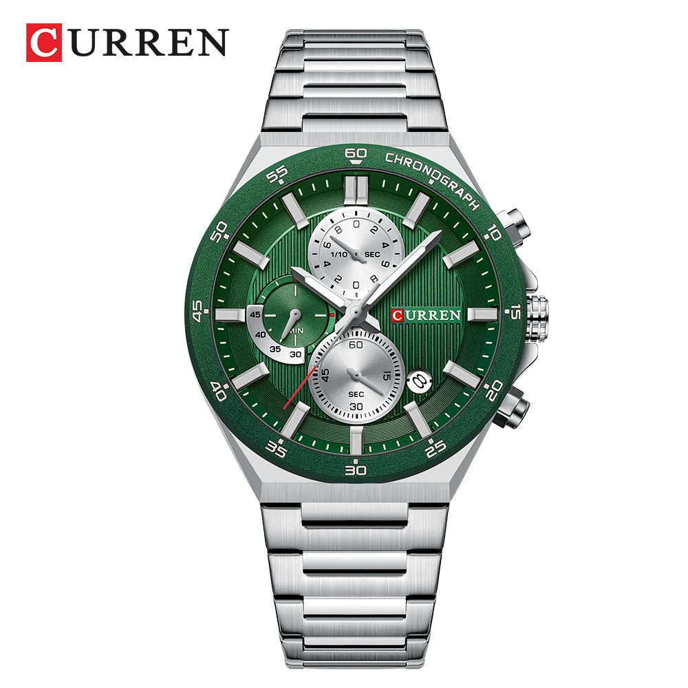 CURREN Montre Quartz Homme Chronographe Panda 43mm Acier Lumineux Date Auto – CLEVI Paris