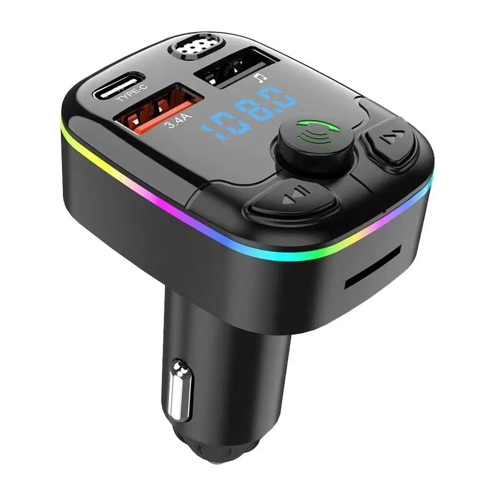 Transmetteur FM Bluetooth 5.0 Voiture – Chargeur USB Type-C & Lecteur MP3