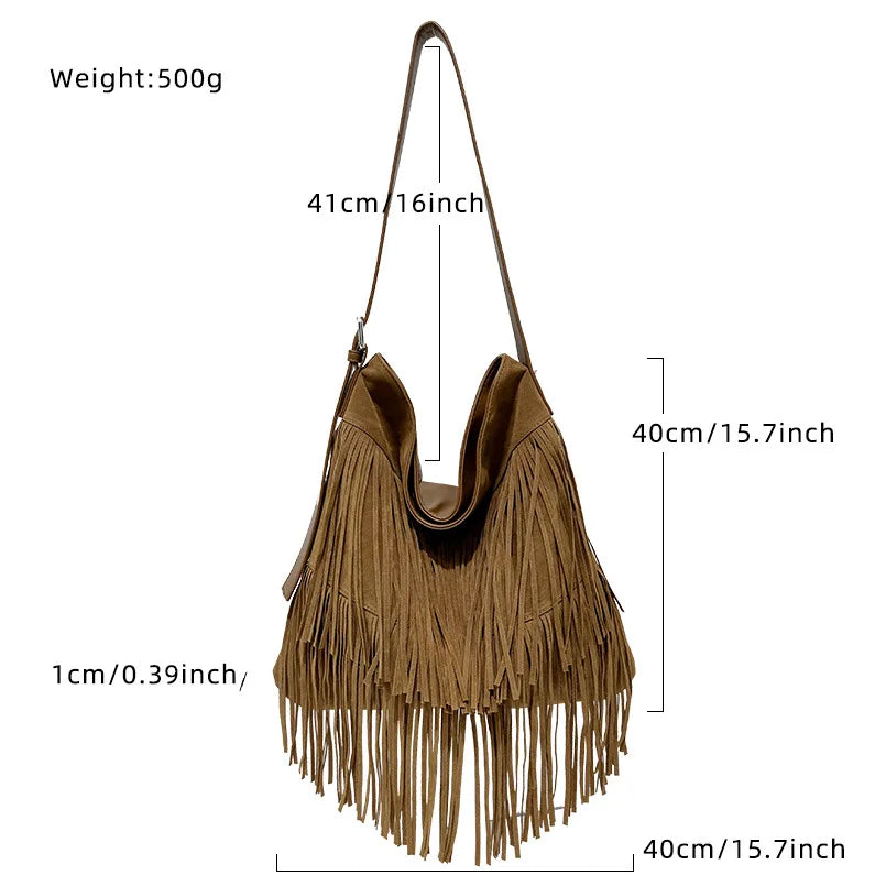 Sac Hobo Femme Velours Double Face Franges Pompon – CLEVI Paris
