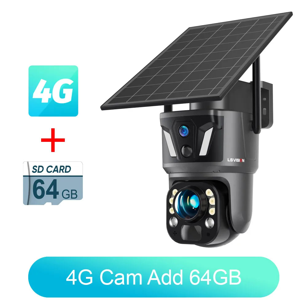 Caméra Solaire LS VISION 8MP Zoom 99x PTZ 355° 4G/Wi-Fi Portée 2000m IR 40m IP66 UBox – CLEVI Paris