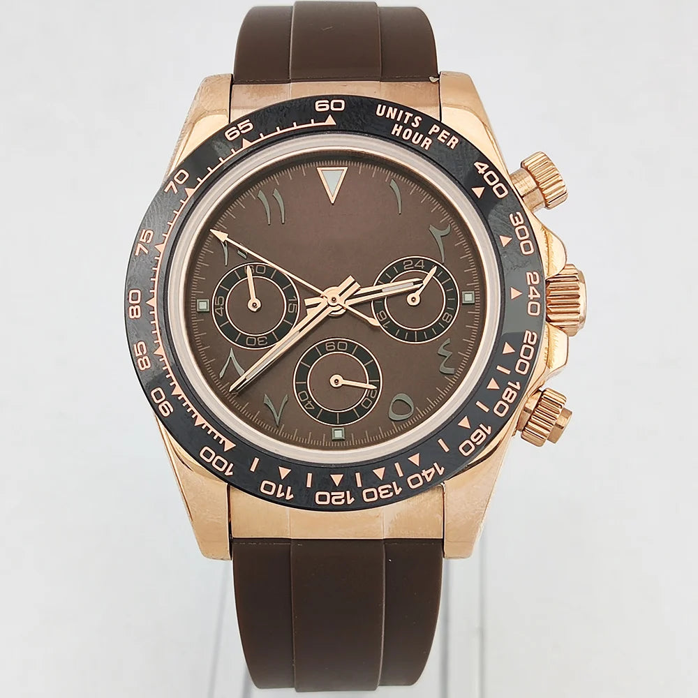 OUMASHI Montre Quartz VK63 Homme Chronographe Saphir Lunette Céramique Acier 100m – CLEVI Paris