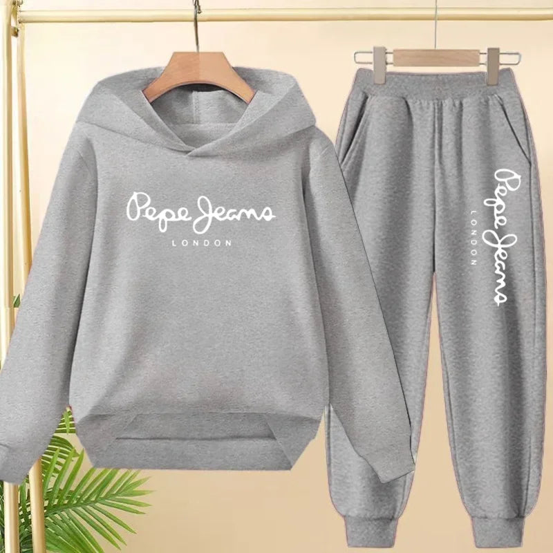 Ensemble Sweat à Capuche + Pantalon Enfant 3-13 Ans – Imprimé Lettres, Unisexe, Toutes Saisons – CLEVI Paris