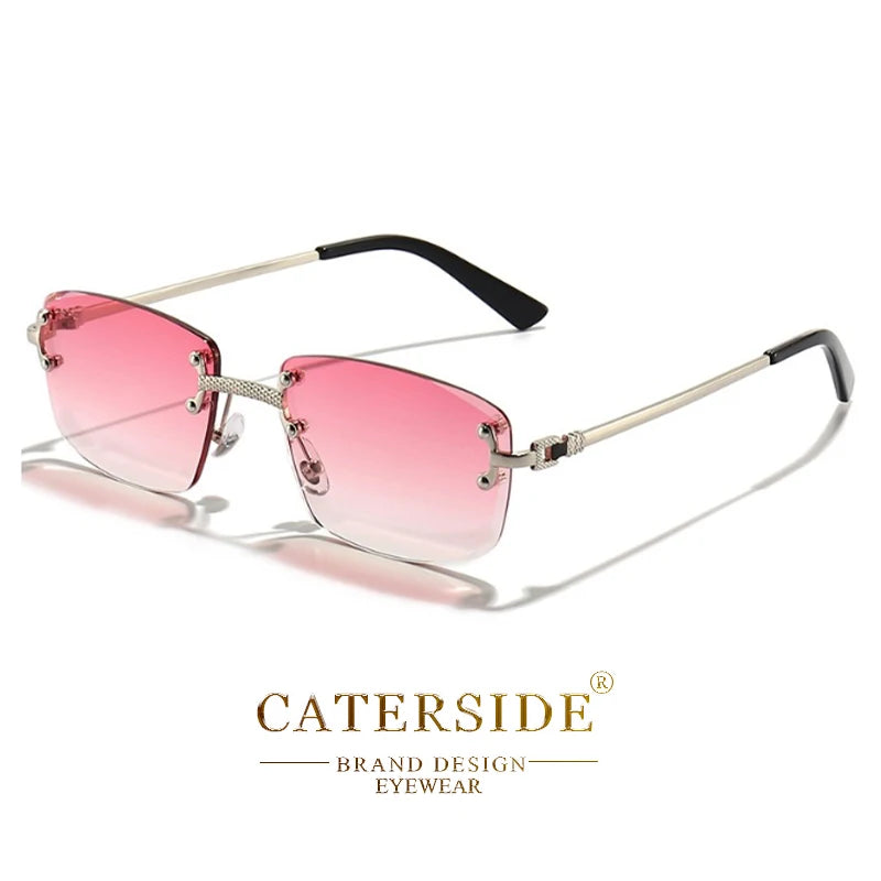 Lunettes de Soleil Rectangulaires Sans Monture Punk CATERSIDE – Verres Dégradés UV400 – CLEVI Paris