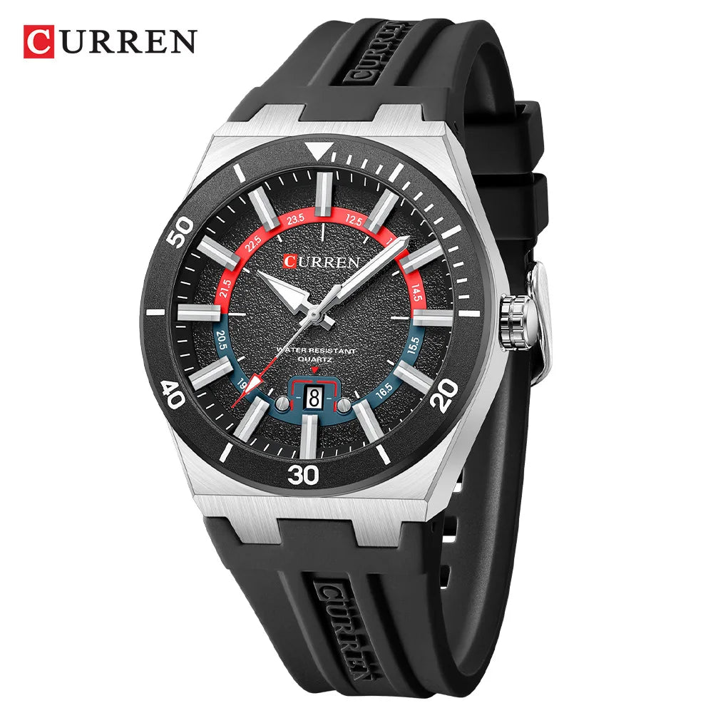 CURREN Montre Quartz Homme Cadran Texturé Silicone Sport Lumineux Date Auto 43mm – CLEVI Paris