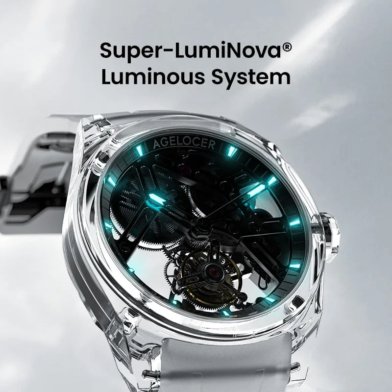 Montre Homme Flying Tourbillon Édition Limitée 299ex Boîtier Cristal Transparent Agelocer Ice Never Melts 2.0 – CLEVI Paris