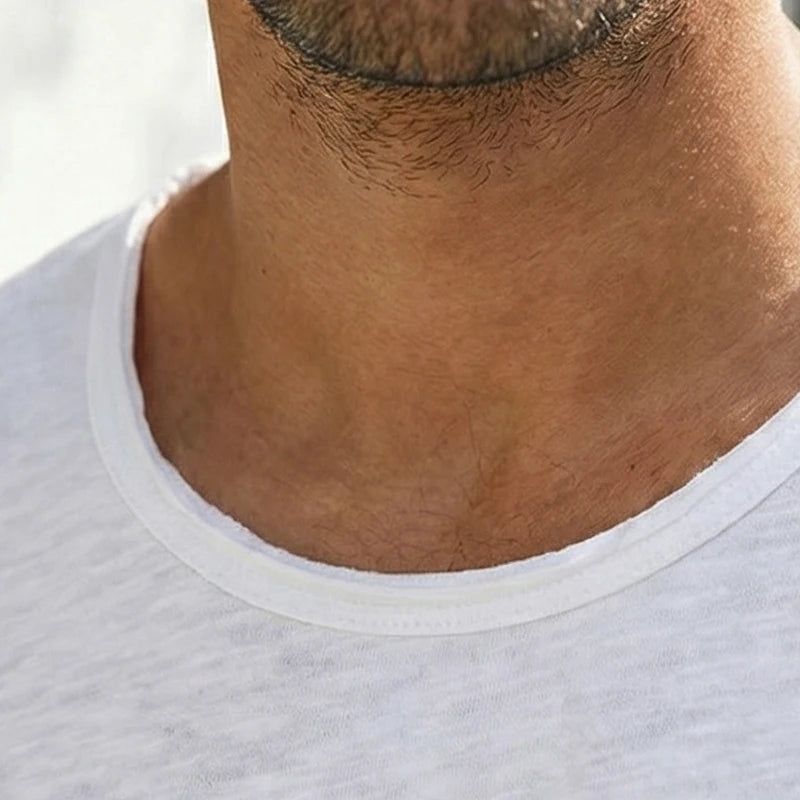 T-Shirt Homme 100% Coton – Coupe Slim, Col Rond, Léger & Respirant, Style Rétro