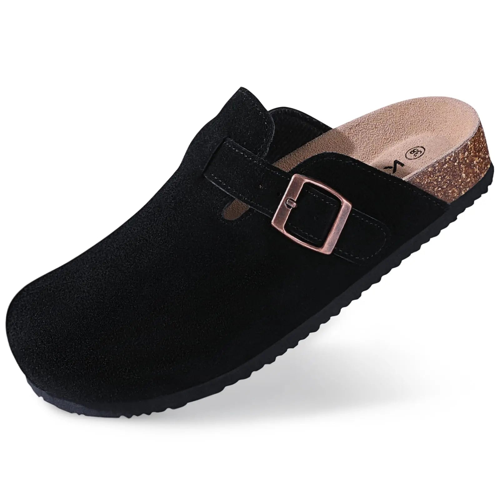 Mules Suède Boucle Métal Semelle Liège Soutien de Voûte | Mixte EU 36-46