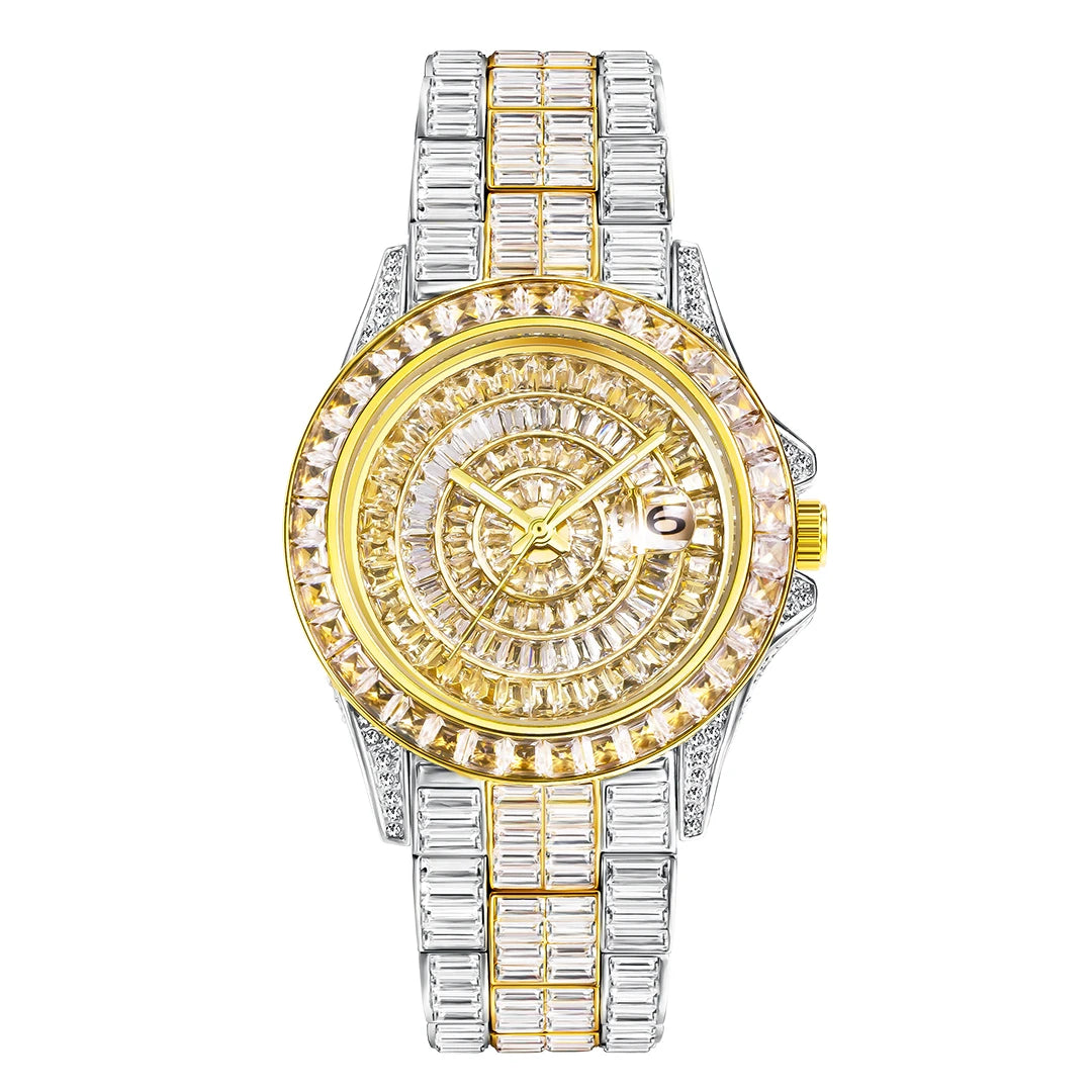 Montre Hip Hop MISSFOX – Diamants Baguette Homme | Acier Inoxydable