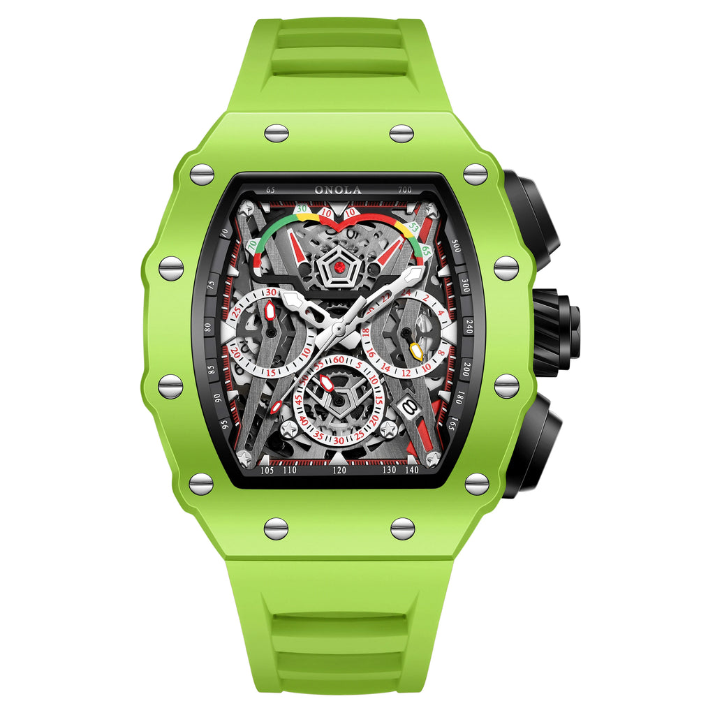 ONOLA ON6827CK Montre Homme Quartz Tonneau Bracelet Silicone Verre Hardlex Lumineux 3 ATM 4 Coloris – CLEVI Paris