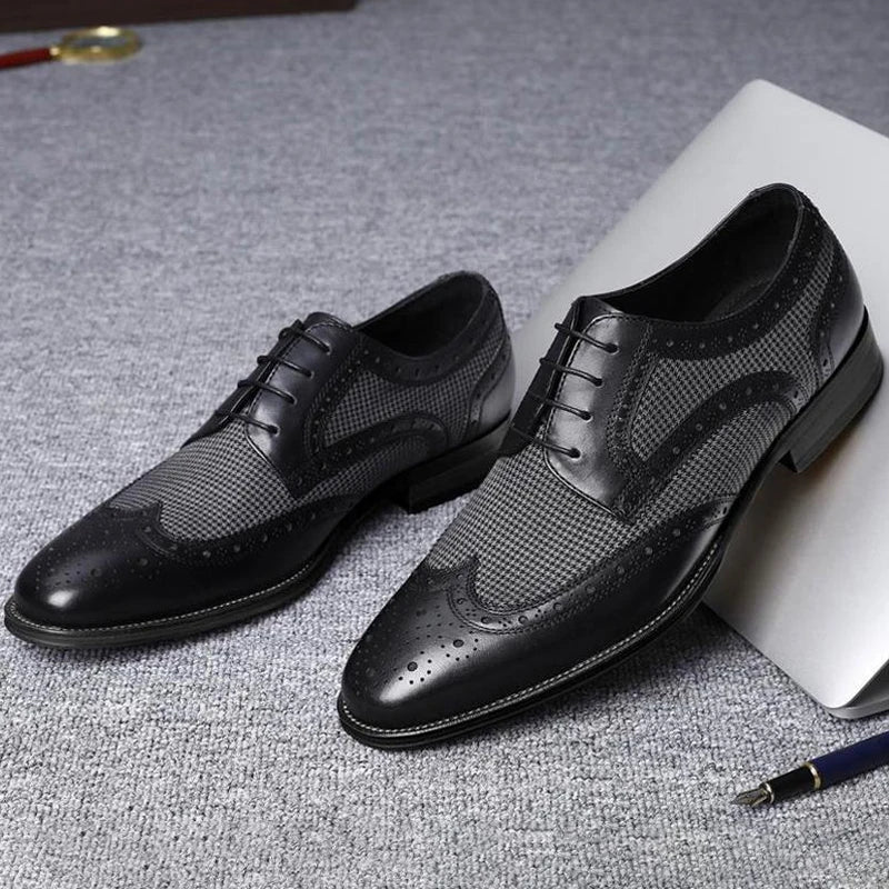 Derby Shoes Cuir Véritable Homme – Bout Pointu, Semelle Caoutchouc, Tailles 38-49 – CLEVI Paris
