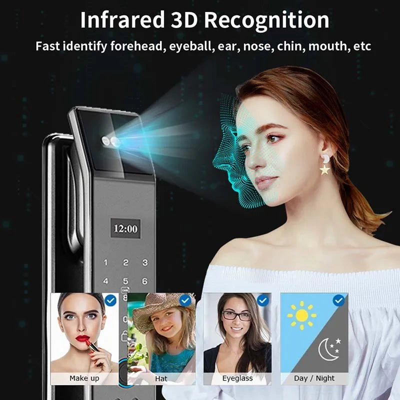 Serrure Connectée XSDTS DF14 Reconnaissance Faciale Caméra Intercom WiFi Tuya – CLEVI Paris