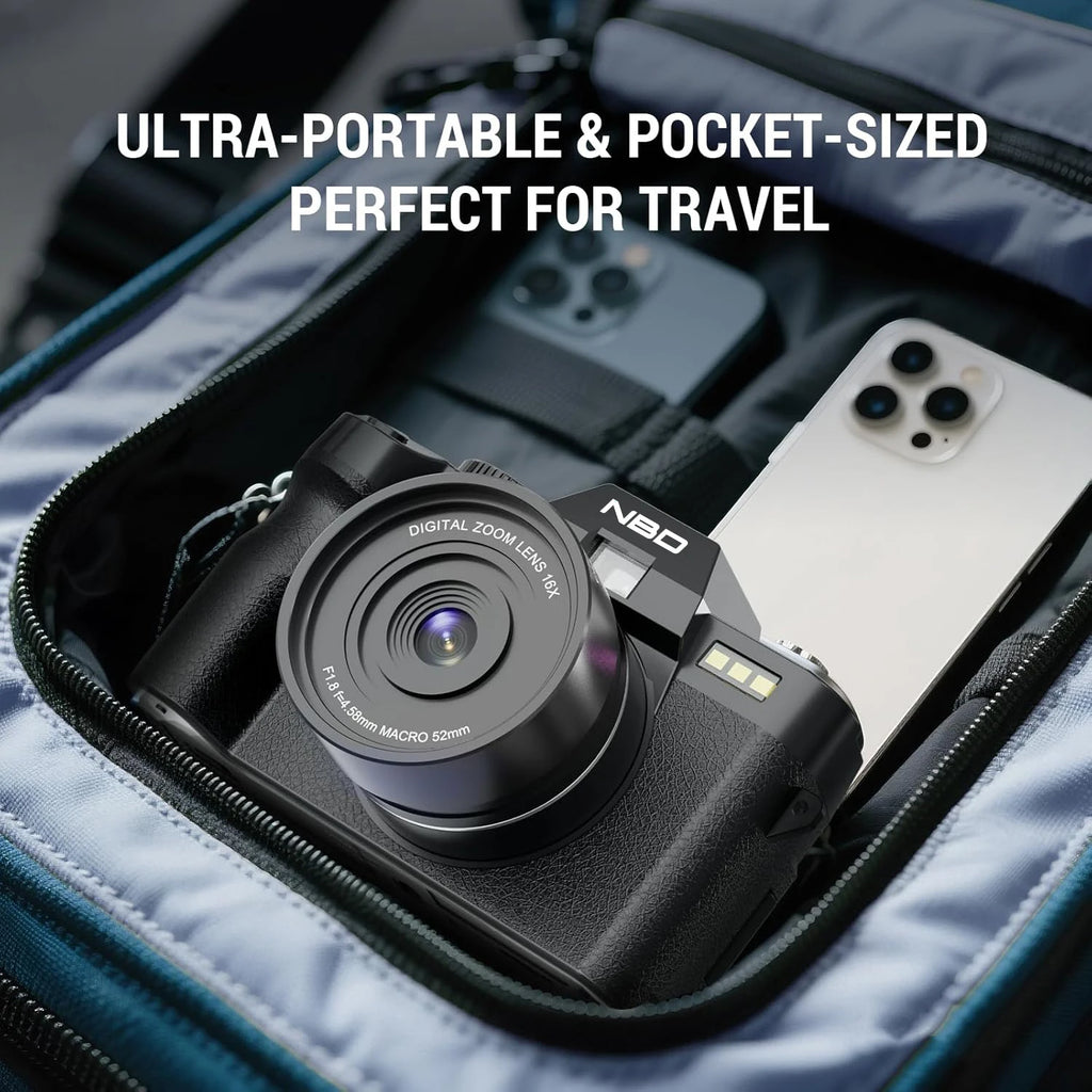 Appareil Photo Rétro NBD S100 4K 48MP WiFi – Écran 3" 180°, Grand Angle + Macro, Webcam