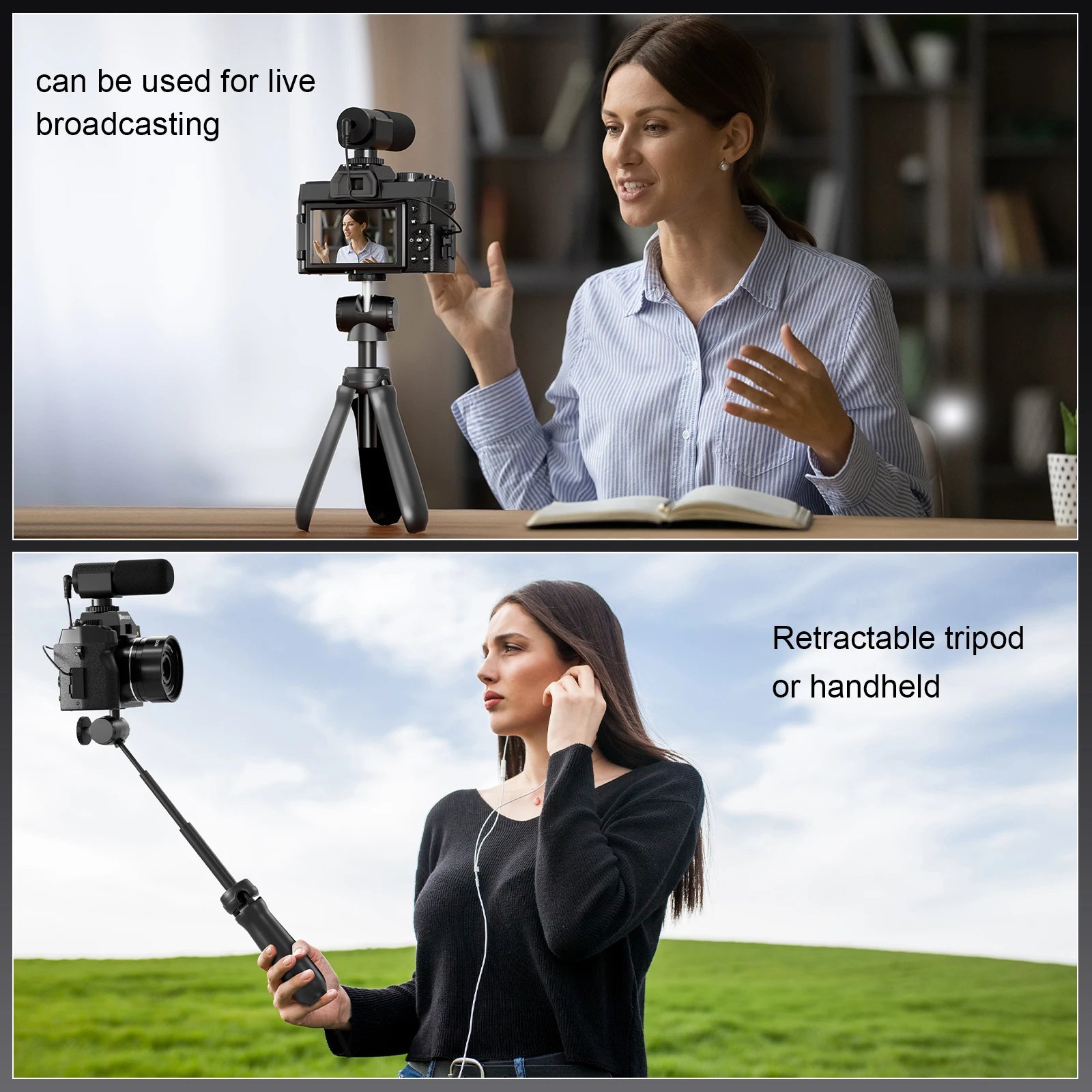 Appareil Photo NBD S100 4K 48MP – Style Rétro, Écran 3" 180°, Grand Angle 120° + Macro, WiFi, Webcam, SD 32 Go Incluse – CLEVI Paris
