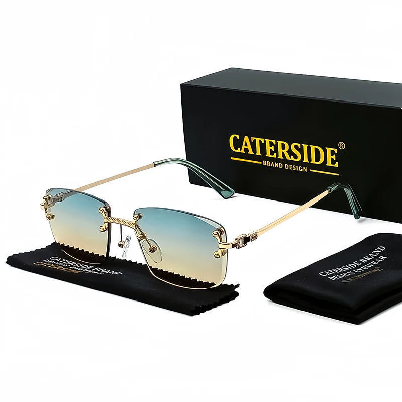 Lunettes de Soleil Rectangulaires Sans Monture Punk CATERSIDE – Verres Dégradés UV400 – CLEVI Paris