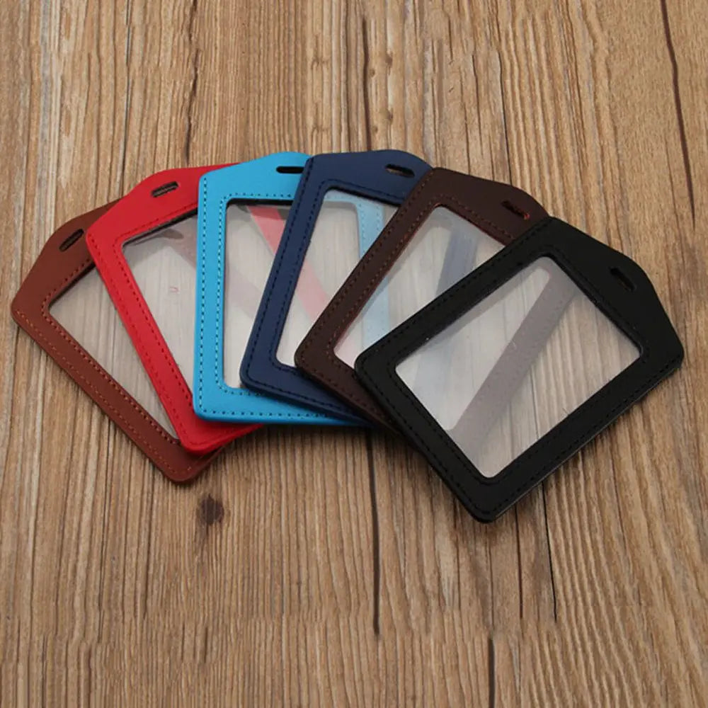 Porte-Carte Badge PU Transparent | Bordure Colorée, Trou Lanière, Style Business, 7 Coloris – CLEVI Paris