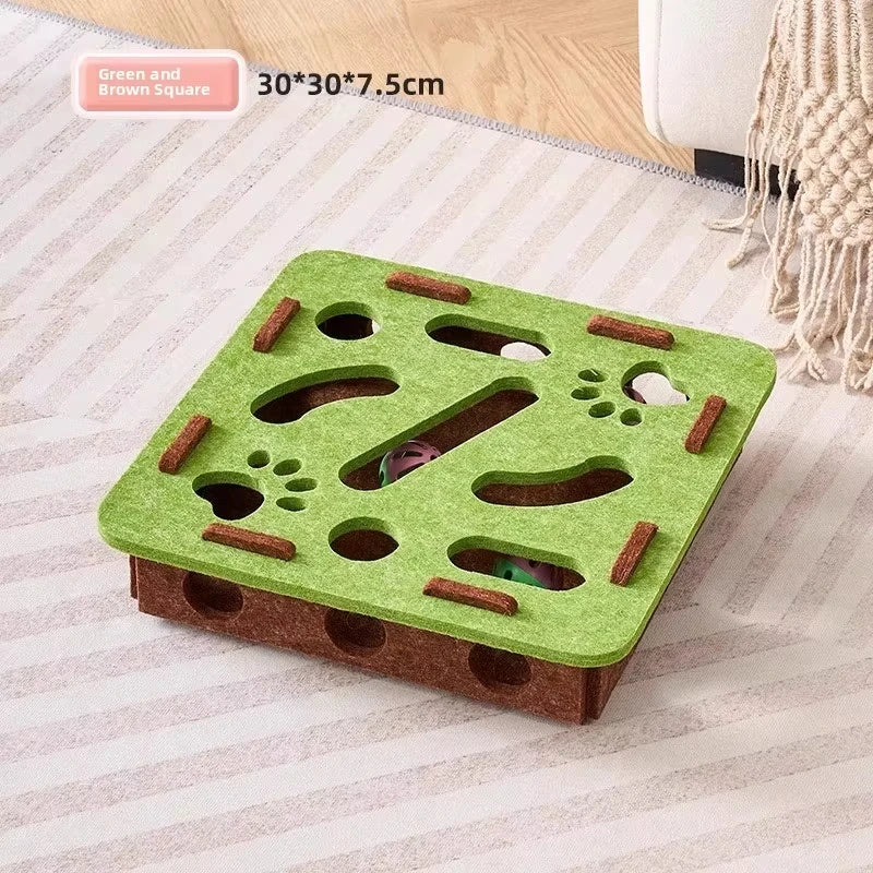 Jouet Puzzle Chat en Feutre | Boîte Interactive avec Balle, Grattoir, Maison de Jeu – CLEVI Paris