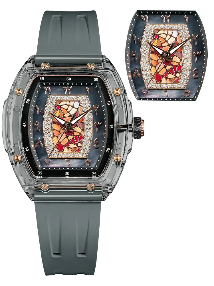 TSAR BOMBA Montre Femme Quartz Japonais Tonneau Saphir Caoutchouc Lumineux 35mm – CLEVI Paris