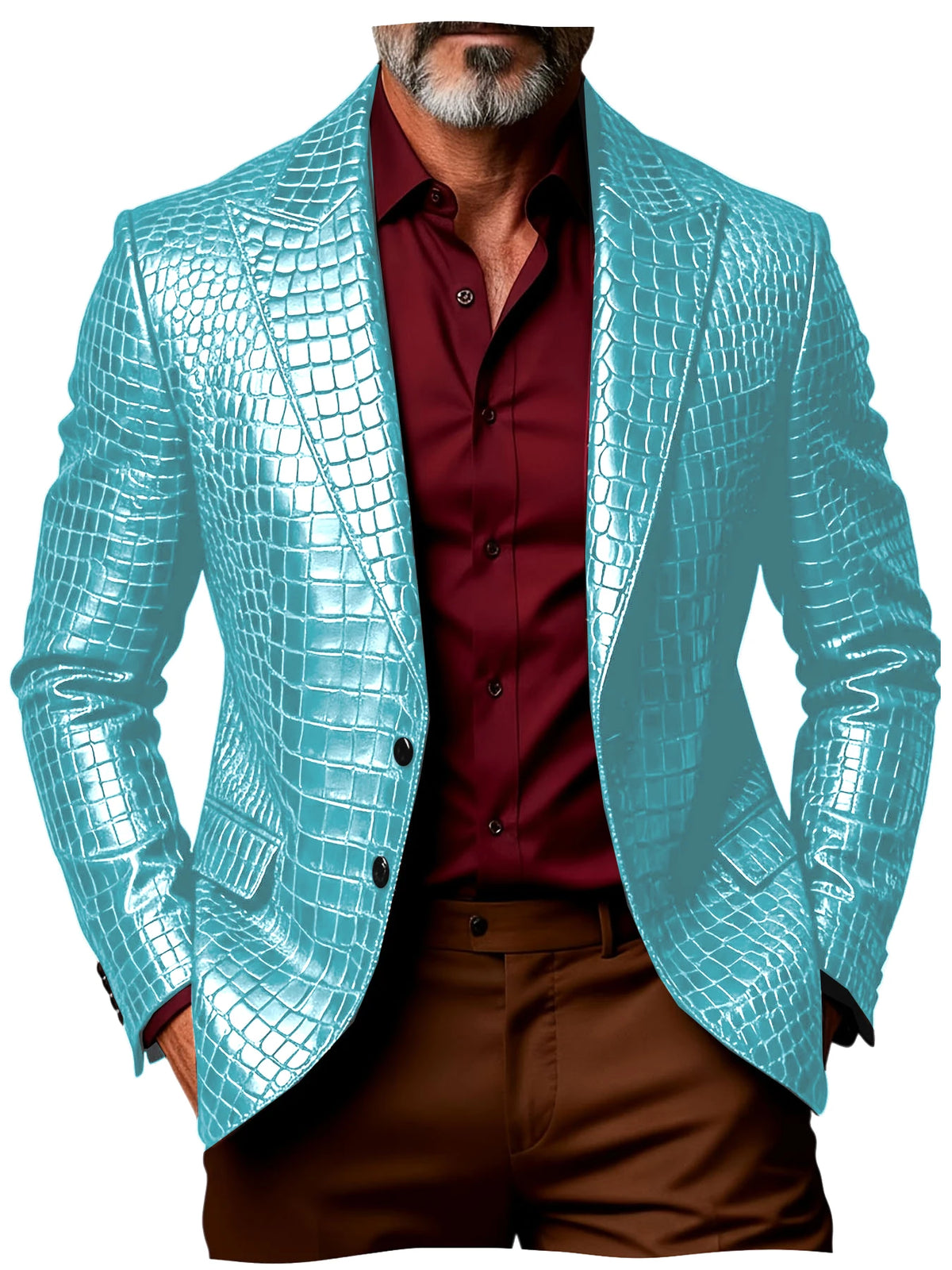 Blazer homme effet croco simple boutonnage – CLEVI Paris
