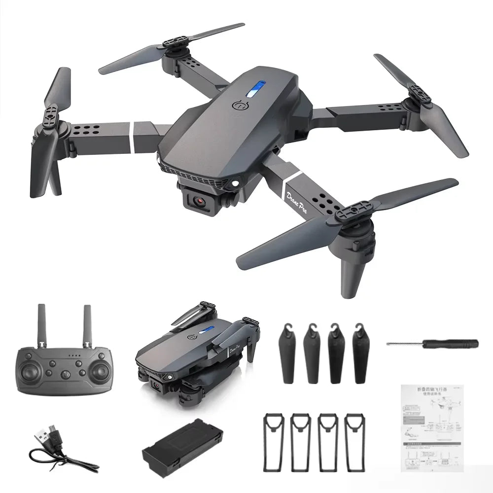 Drone Pliable E525 4K WiFi FPV – Double Caméra, Maintien d'Altitude, Gyroscope 6 Axes & Vol en Trajectoire – CLEVI Paris