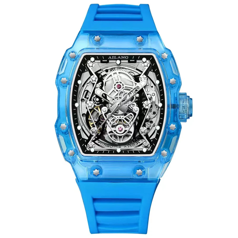 AILANG Montre Automatique Homme Squelette Tonneau Bracelet Silicone Lumineux – CLEVI Paris
