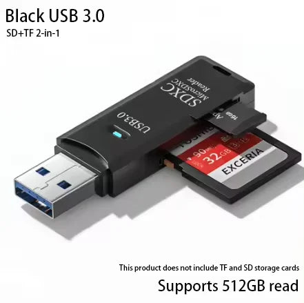 Lecteur de Carte Mémoire 2-en-1 USB 3.0 & Type-C – TF/SD Haute Vitesse, Compact & Certifié CE/RoHS – CLEVI Paris