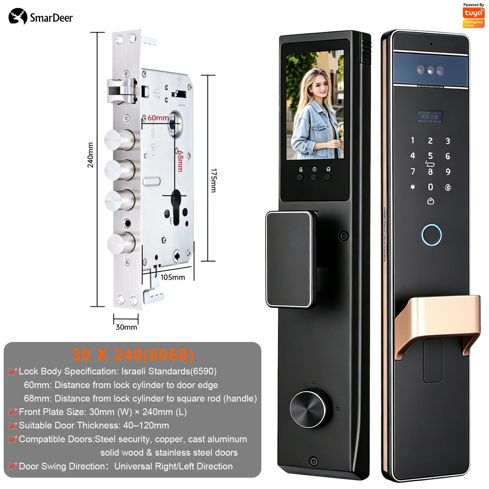 SmarDeer L9009 Serrure Connectée 3D Face & Veine Palmaire WiFi Tuya – CLEVI Paris