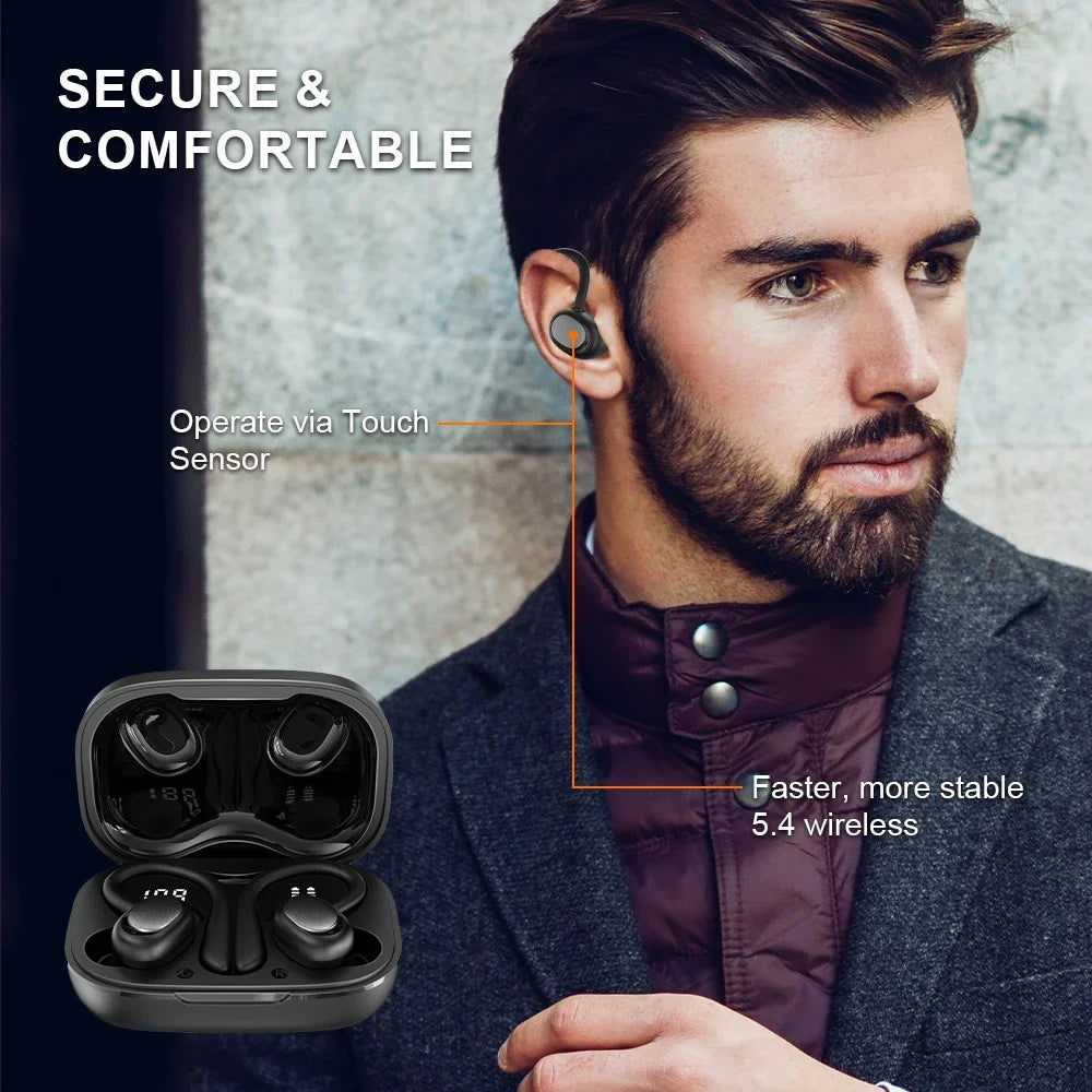Écouteurs Bluetooth Sport Clip Auriculaire Micro & Affichage LED – CLEVI Paris