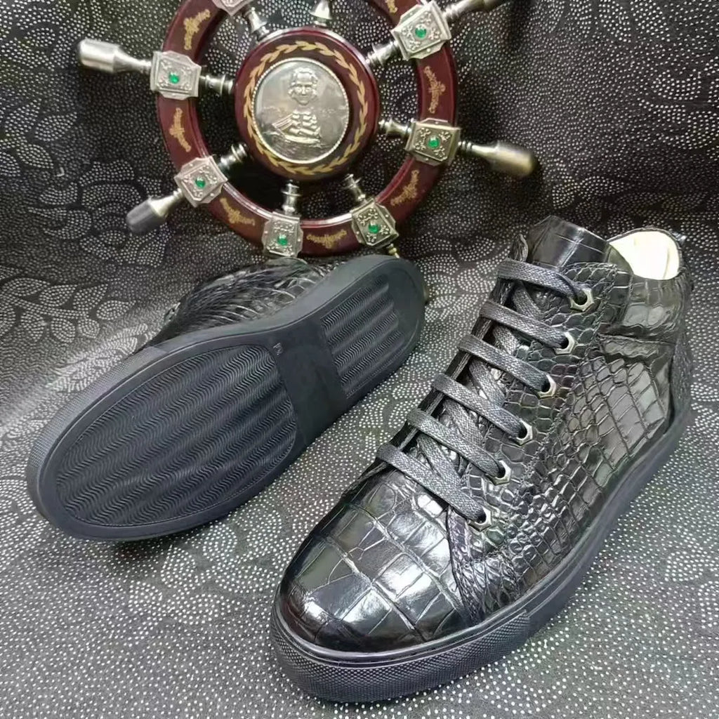Sneakers homme noires en cuir à lacets – CLEVI Paris