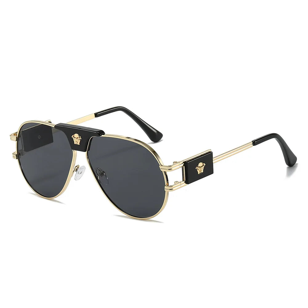 Lunettes de Soleil Aviateur Classique UV400 Monture Alliage Décor Tête de Taureau Femme – CLEVI Paris