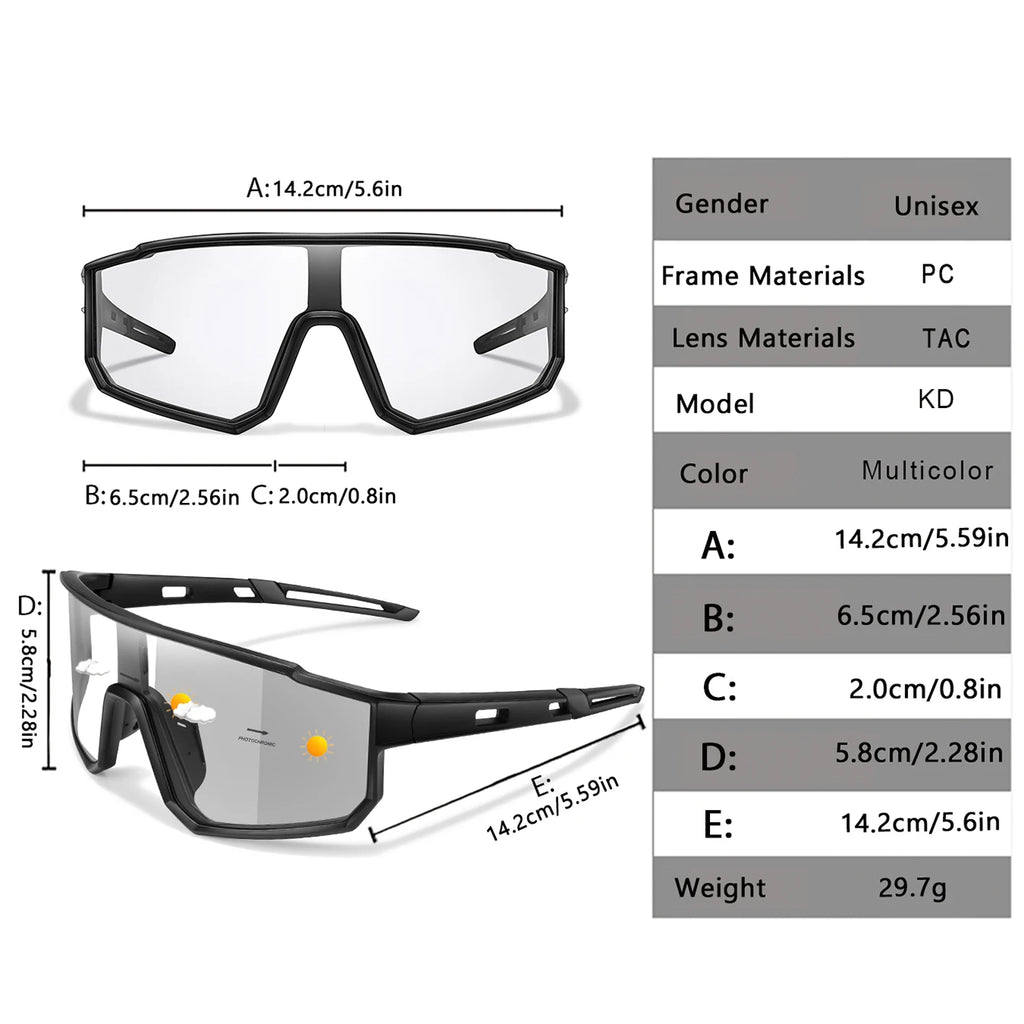 Lunettes Photochromiques Sport – Vélo VTT Running Pêche Mixte Coupe-Vent