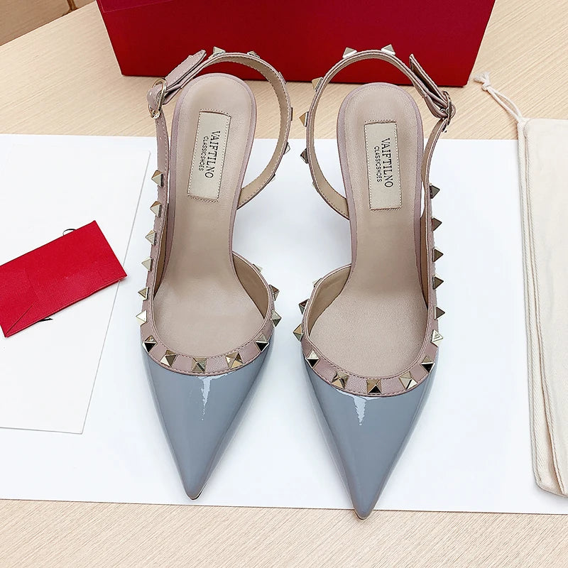 Escarpins ouverts femme à bride et rivets – CLEVI Paris
