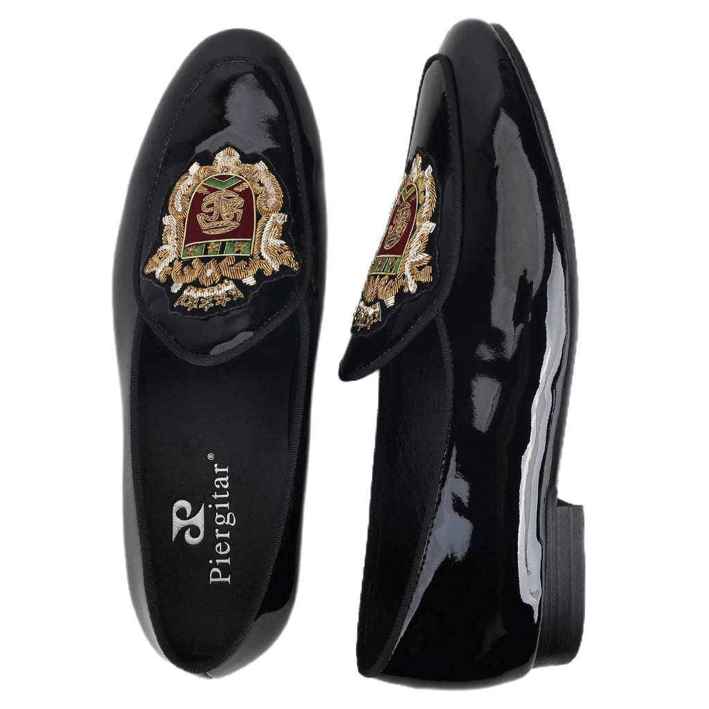 Loafer Homme Cuir Verni Broderies Manuelles Semelle Rouge – CLEVI Paris