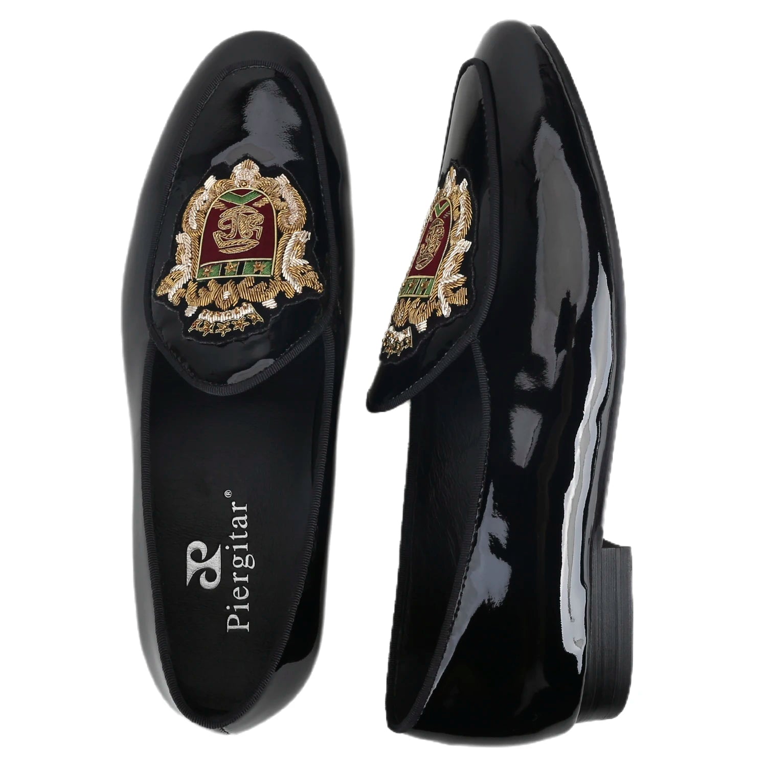 Loafer Homme Cuir Verni Broderies Manuelles Semelle Rouge – CLEVI Paris